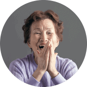 older asian woman clapping