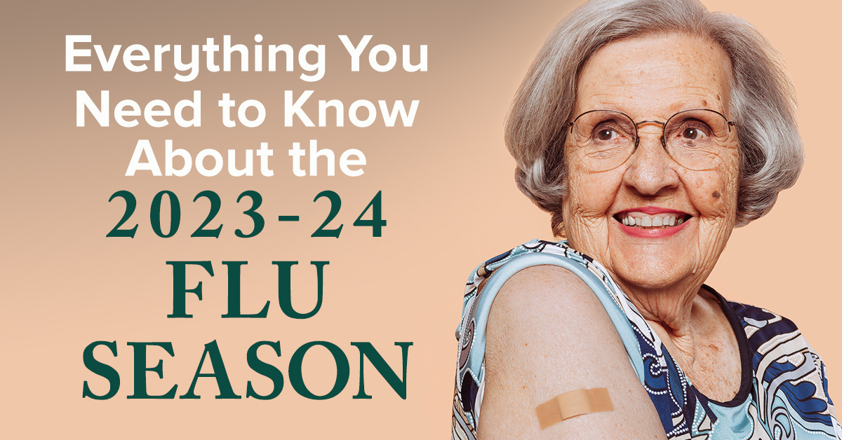 Everything you need to know about the 2023-2024 Flu Season, older white woman with bandage on arm